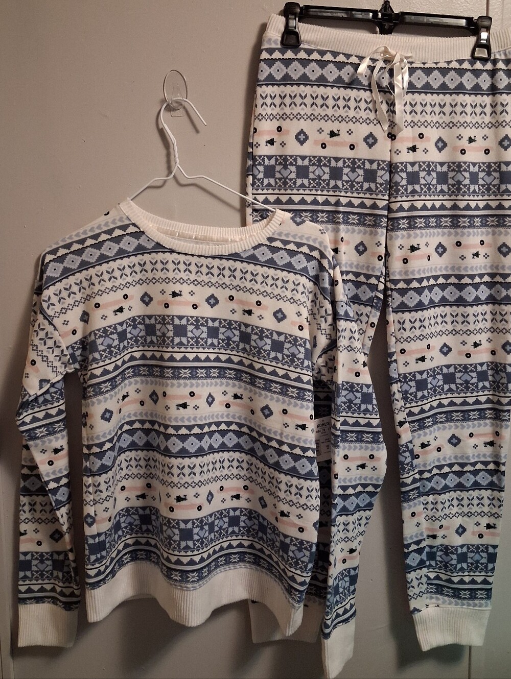 LC Lauren Conrad Blue and White Fair Isle Pajama Set